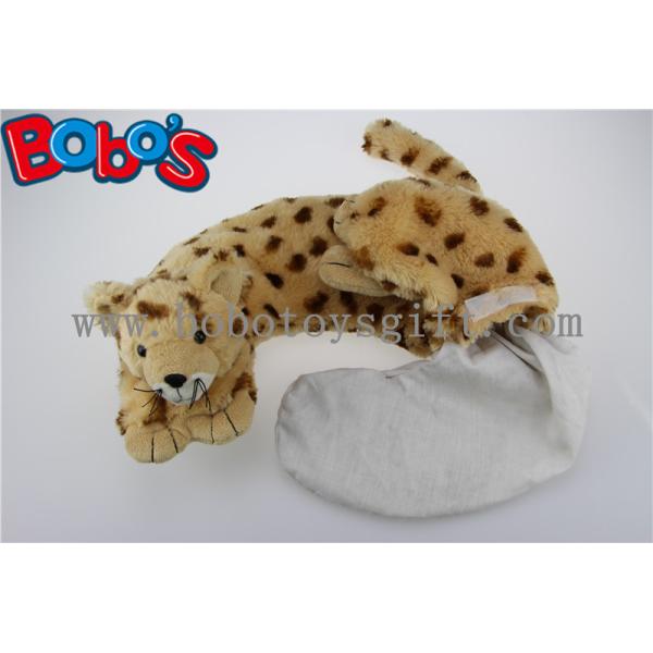 Home Products Plush Stuffed Lorpard Animal U Shape Microwave Heated Neck Pillows