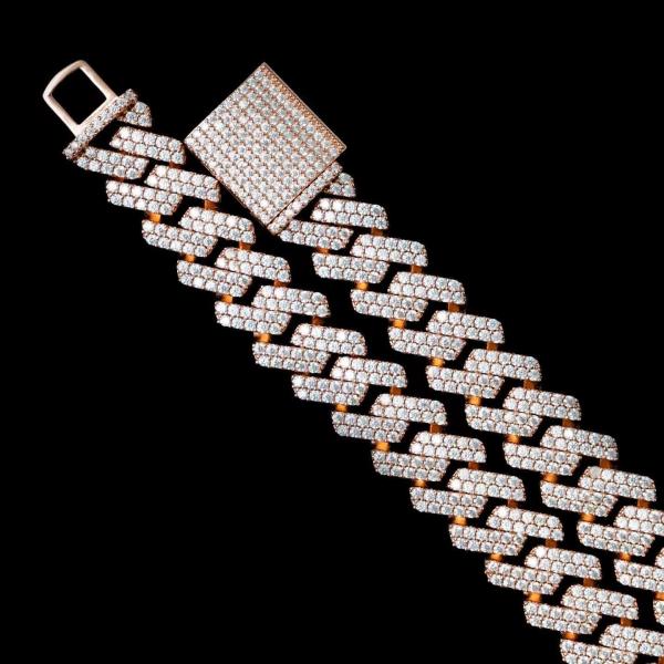 joia de 14mm Moissanite Diamond Cuban Link Hip Hop Vvs Moissanite Cuban Link