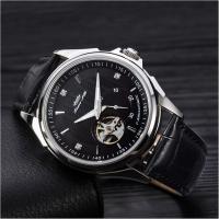 Waterproof Luxury Tourbillon Mechanical Watch Stainless Steel Case Bottom Leather
