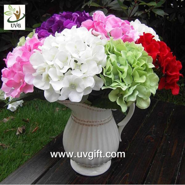 UVG Blue 7 heads artificial cheap hydrangea fabric flowers wedding decoration centerpieces
