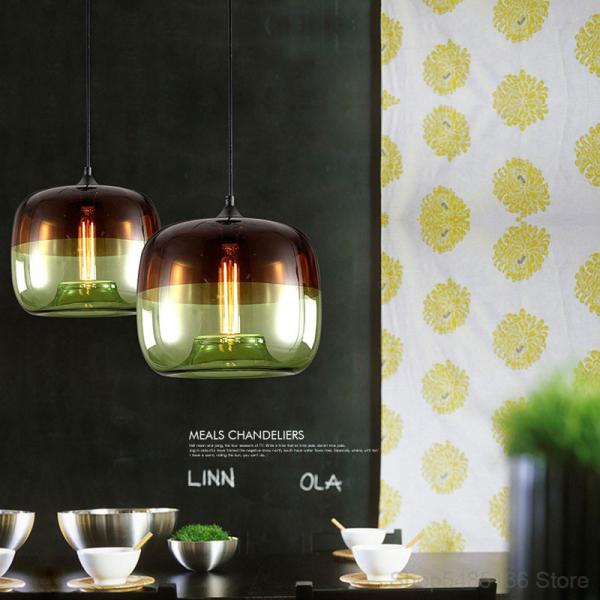 Nordic Stained Glass Pendant Light Modern Cafe Bar Dining Room Light Fixture(WH-GP-82)