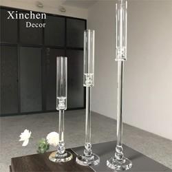 Saixin Wholesale luxury 3 pieces single crystal candle holders for wedding decor