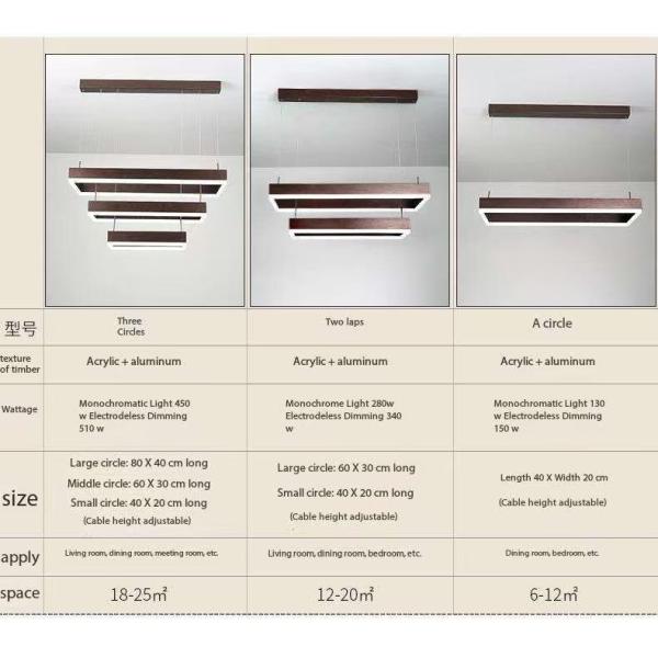 Tercera planta Sala de estar pequeña lámpara de candelabros modernos sencillos rectangulares Iluminación nórdica Salón Restaurante Bar Iluminación colgante