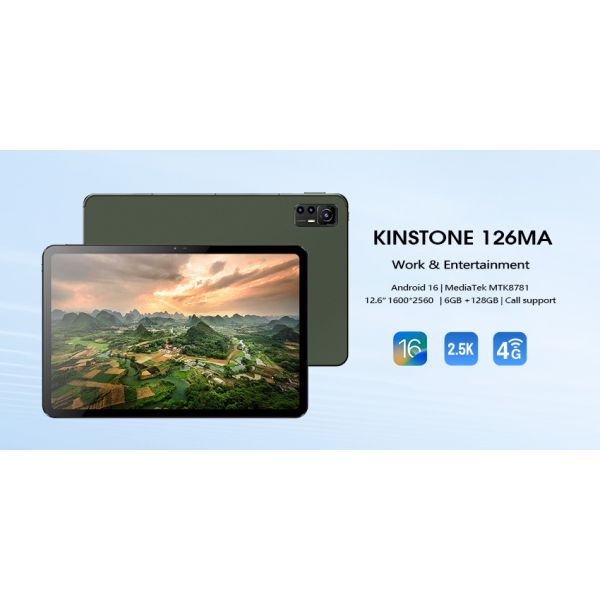 Kinstone 12.6 inch Andriod 16 Tablet PC 10000mAh, 4G Calling Tablet, 6GB+128GB