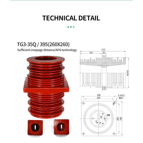 DUWAI 40.5KV TG3-35Q 395X2Indoor Post Insulator Standoff Epoxy Resin APG Technology Insulator For Distribution Cabinet  Epoxy Resin Insulator for High Voltage Cabinet Contact Box for Indoor Switch