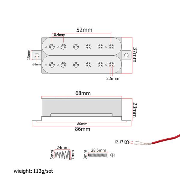 White Double Coil Humbucker Pickups 12.17K ST Fender SG Electric Guitar Pickup