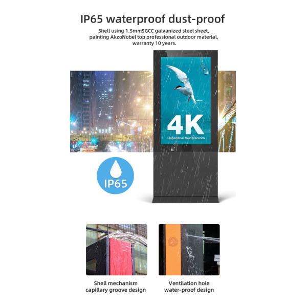 TFT 55in Outdoor Digital Advertising Board 1920x1080 Waterproof Information Kiosk