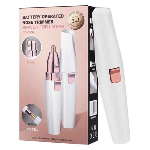 2 In 1 Eyebrow Trimmer Facial Hair Removal Rechargeable Razor Tool With LED Light