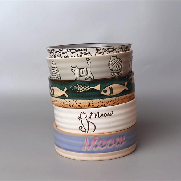 Dishwasher Safe White Ceramic Pet Water Bowl For Pets Feeding Dish