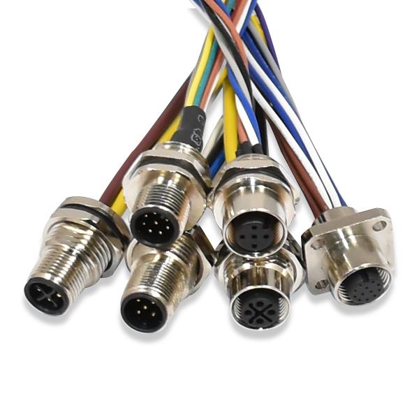 250V M12 4 Pin Waterproof Connector Plug Cable Straight Assembly PA GF