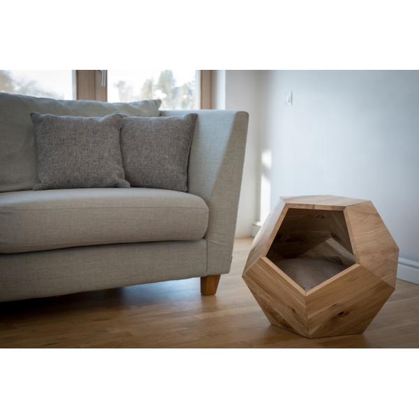 Household Storage Container Cat Bed Cave in Modern Design with Solid Wood and Side Table