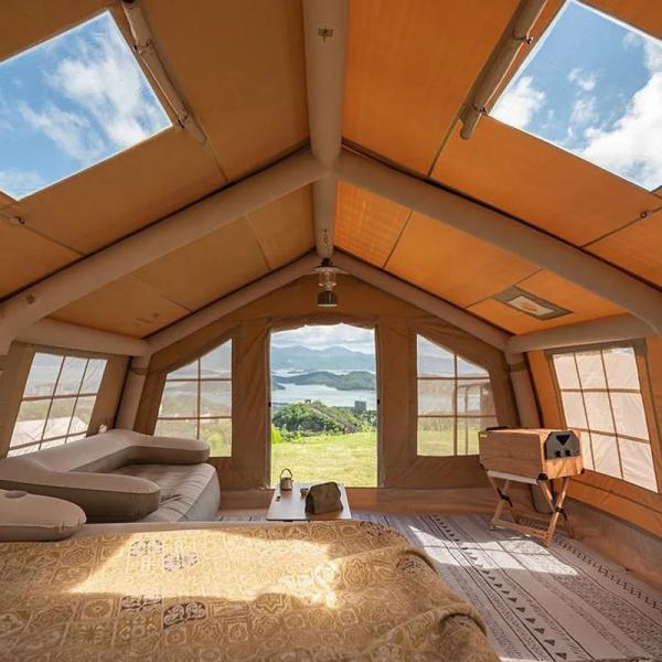 Tente gonflable extérieure personnalisée Tente de camping gonflable à deux chambres