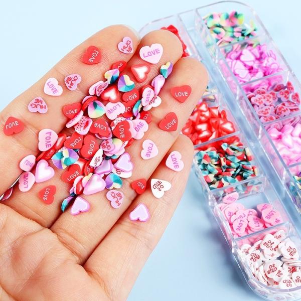 Nail Art Custom Shape Polymer Clay Slices for San Valentin Sprinkles Resin Crafts and DIY Crafts Accessories