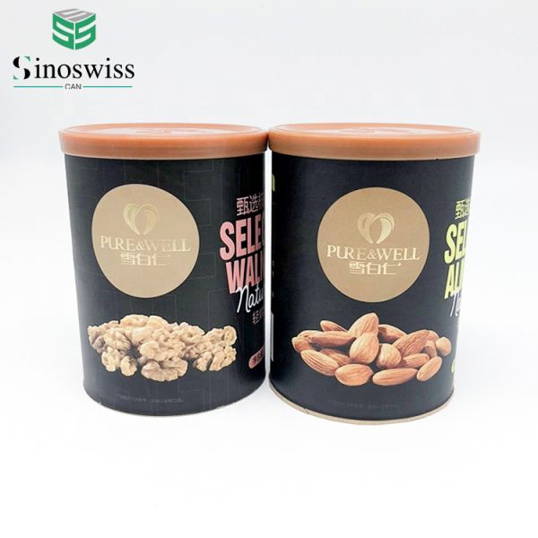 Abrasion Proof Round Empty Cardboard Can Nut Snack Food Round Paper Tube Box