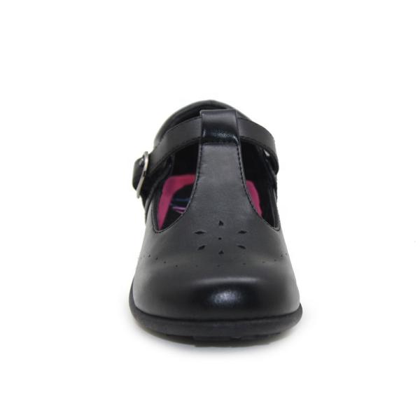 Classic Flush Flower Mary Jane Dress Shoes Girls Black Leather School Shoes