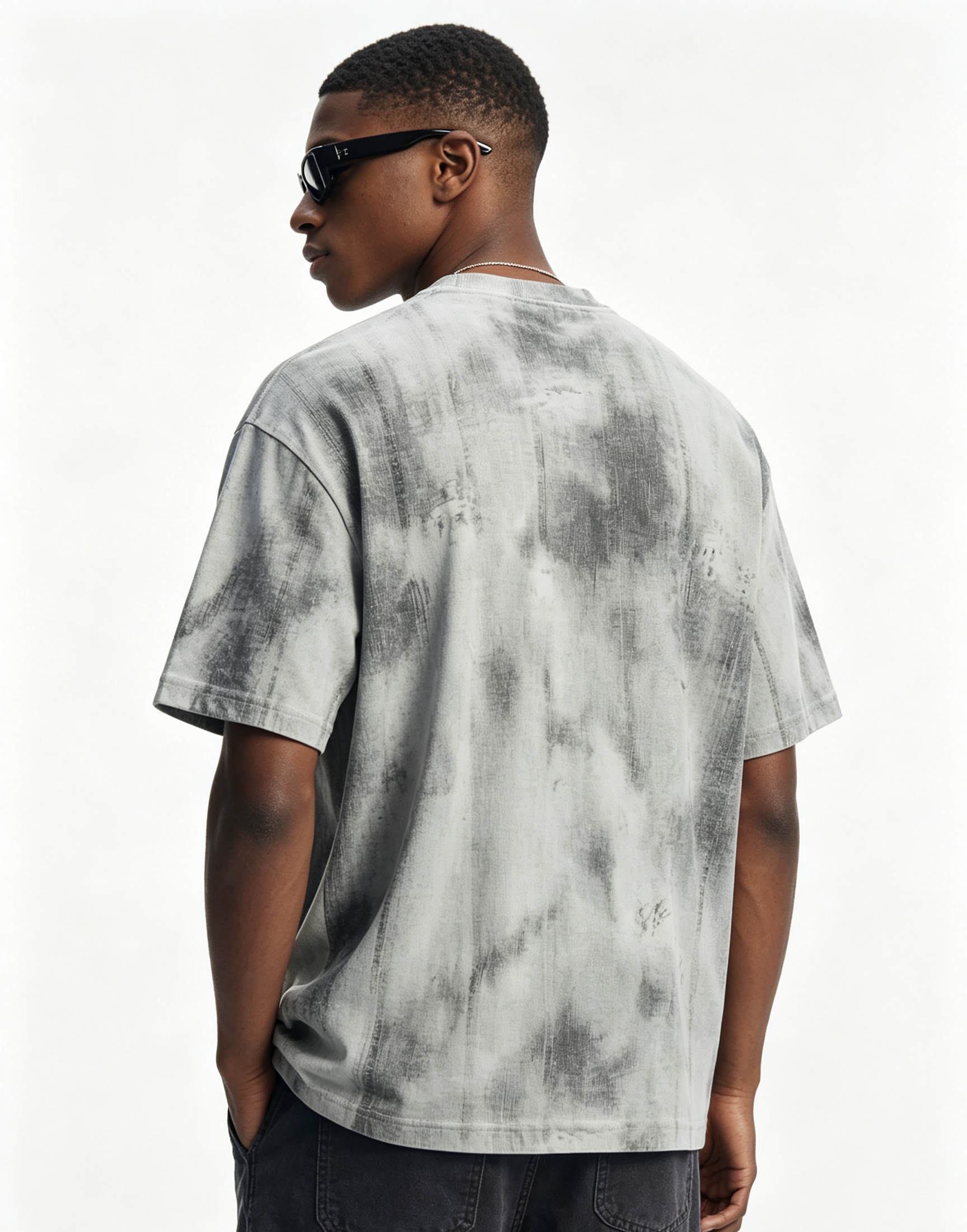 200GSM Oversized Drop Shoulder T Shirt Smudge Dye Custom Print Tee Vintage