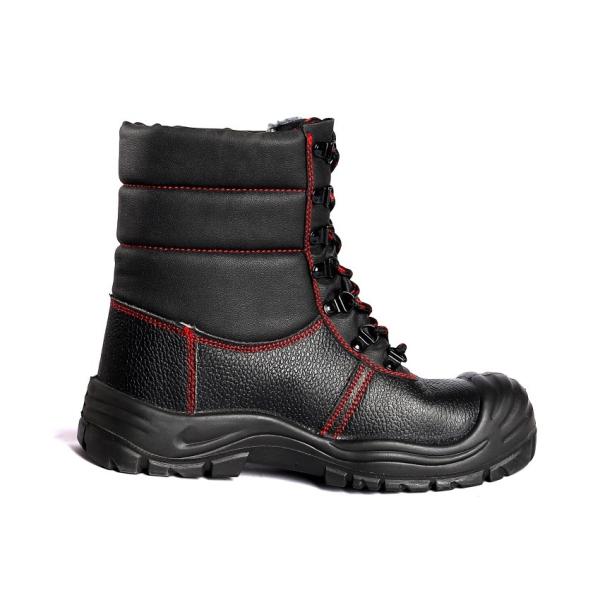 Lace Up Black Split Cow Leather Upper Steel Toe Protection Winter Safety Shoes