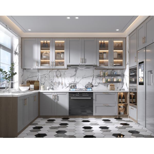 Kitchen Cabinets Luxury Ash Wood Design With Soft-Close Hinges Countertop