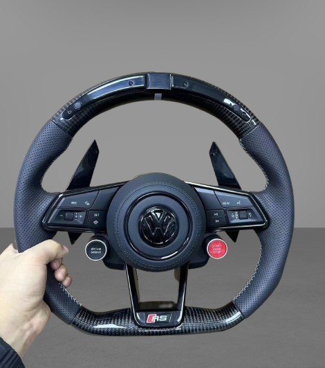 Volkswagen R8/RS/GTI/Golf R Multi-Function Steering Wheel 55cm Diameter Red Stitch Color