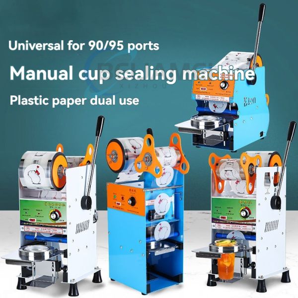 Milk Tea , Snack Shop, Commercial 95/90 Manual Cup Sealing Machine, Hot and Cold Beverage Paper Cup, Plastic Cup Sealing Machine
