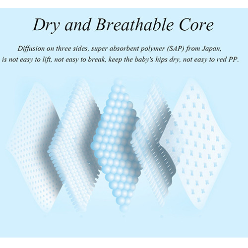 Japan SAP Newborn Baby Nappies Non Woven Fabric Elastic Waistband
