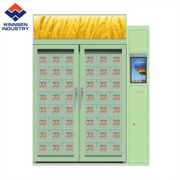 Oeufs frais de la ferme directement au consommateur, armoire automatisée 24h/24 et 7j/7 avec porte à fermeture automatique