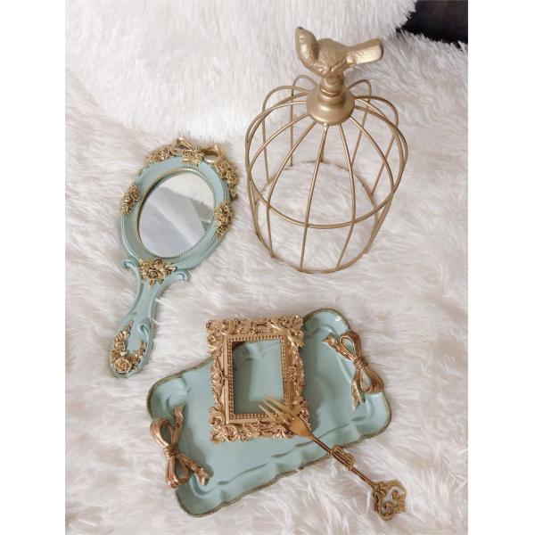 Functional Wood Glass Vintage Handheld Makeup Mirrors Portable Retro Mirror for Girls