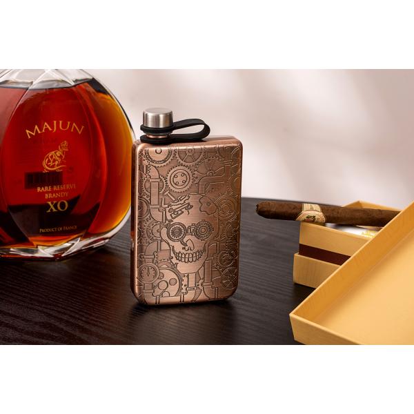 Hip Flask For Liquor Brushed Copper 7 Oz Stainless Steel Leakproof with Funnel Great Gift Idea Flask