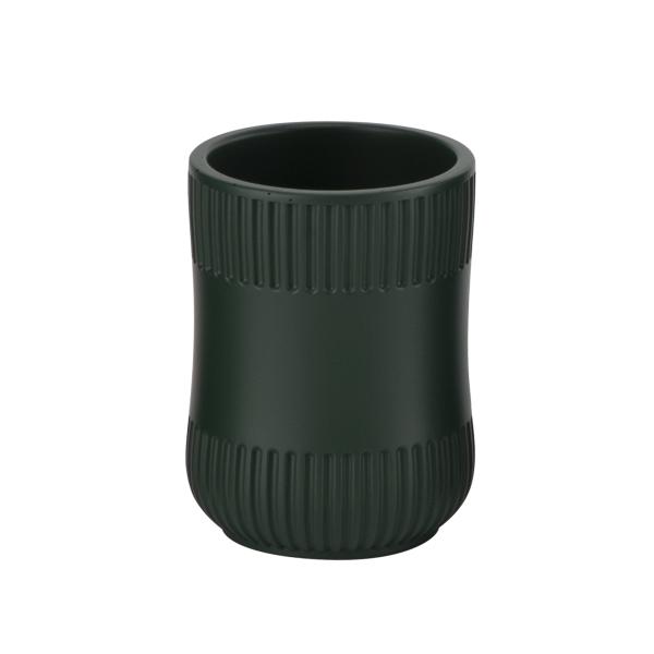 Set de banheiro de polirresina verde escuro, porta-sabos, balcão de escritório