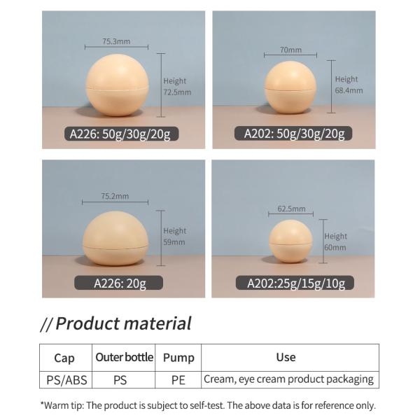 Contenedor de crema para bebés de plástico en forma de huevo de 50 g para productos para el cuidado de la piel Material ABS