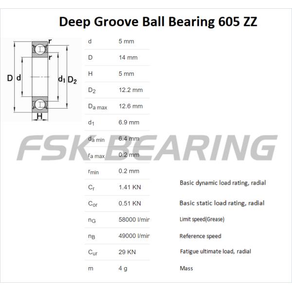 ZZ Ball Bearing 605 / 606 / 607 / 608 / 609 / 624 / 625 / 626 High Speed Slient Smooth Running