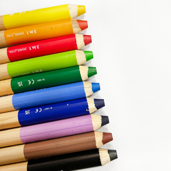 3 In 1 Jumbo Eco Friendly 10PCS Wooden Children Coloring Pencil Water Soluble Wax Crayon With Sharpener