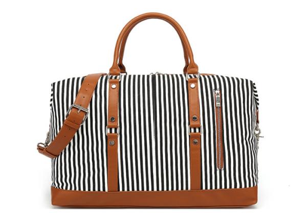 Ladies Sports Activity Canvas Striped Duffle Bag