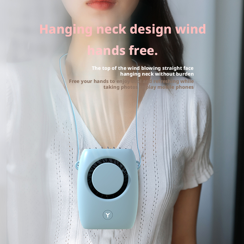 Custom Logo Mini Neck Fan With Power Bank 3 Speed Lightweight Portable USB Rechargeable