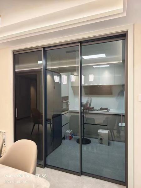Kitchen Glass Aluminum Alloy Sliding Door Customizable Surface Finished