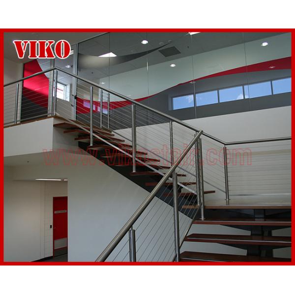 Steel Cable Stair VK88SC 304 Stainless Steel Handrail Treed American Oak Carbon Powder-coate Aluminum Wooden