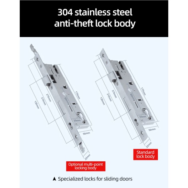 Stainless Steel European Standard Smart Lock Outdoor Waterproof Fingerprint Lock Narrow Frame Door Aluminium Alloy Door Lock