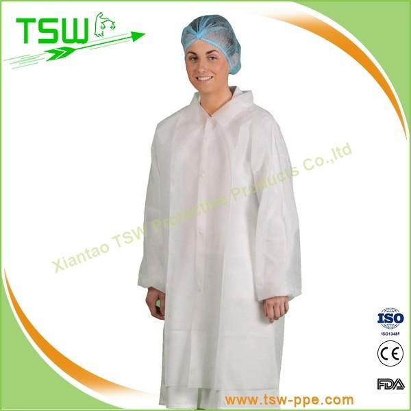 Eco Friendly 75gsm Disposable Nonwoven SMS Lab Coat For single use