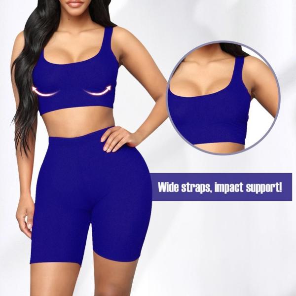 HEXIN Fashion Women's High Waisted Mini Sport Suit Running Two Piece Set for Exercise