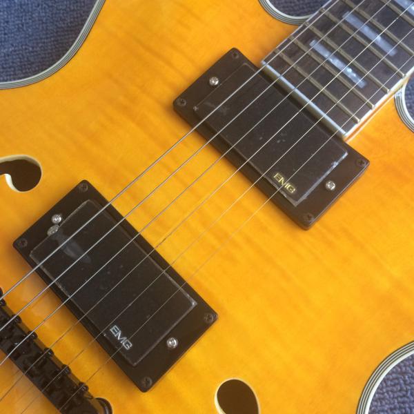 Hollow body jazz guitar,Flame Maple Top,Ebony Fingerboard,double F holes jazz electric guitar