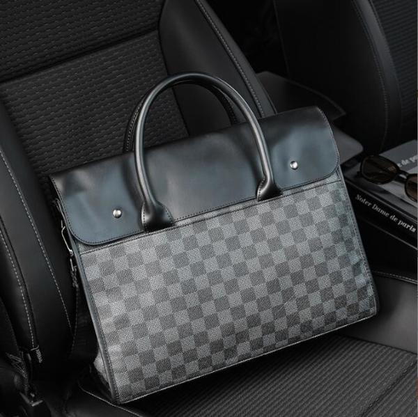 Classic Plaid Pattern Mens Business Briefcase for Business Trips and Laptop Storage