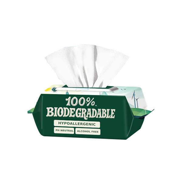 Lingettes humides nettoyantes personnalisées en fibre végétale 100% biodégradable, 99% d'eau pure