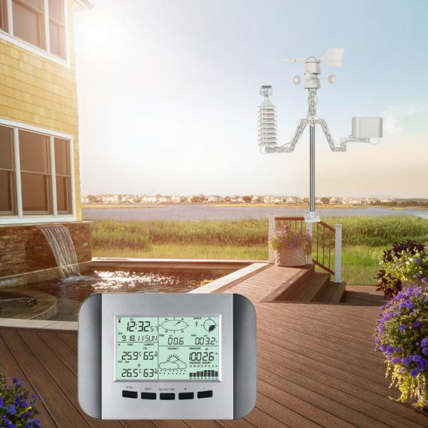 Customized OEM Support Black And Silver Solar Wireless Weather Station With PC Interface