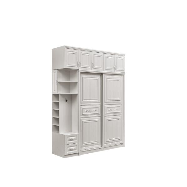 Eco Friendly White Wooden Wardrobe With Sliding Door Washable Height 20cm