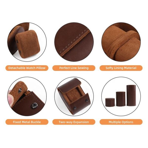 Custom Watch Box Luxury Pu Travel Storage Leather Watch Roll Watch Case Box
