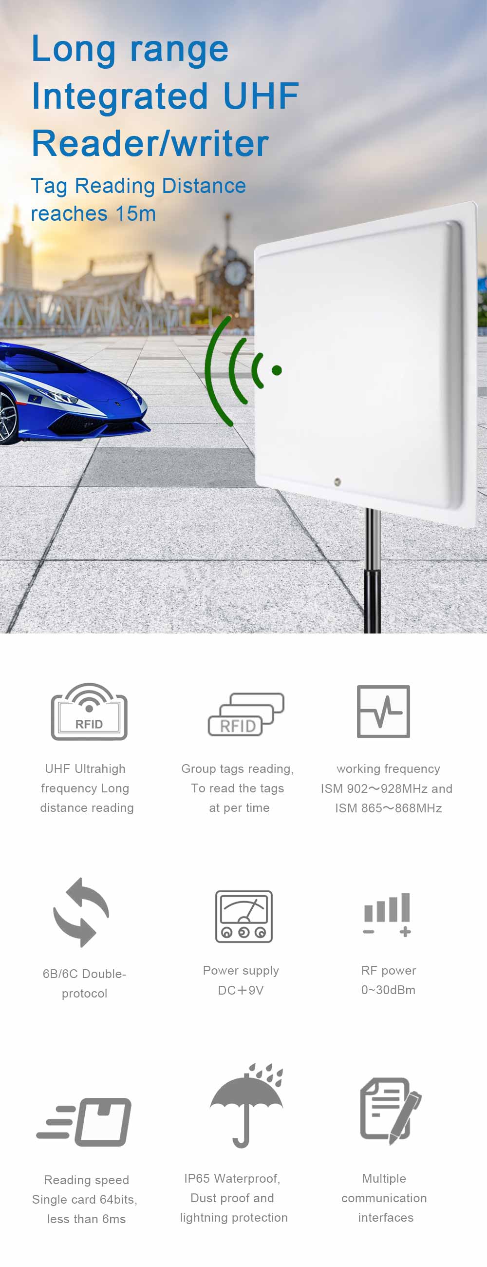 ворота читателя Uhf Rfid 15m RS232/485 WG26/34/барьеры заграждения интегрированные РЕЛЕ