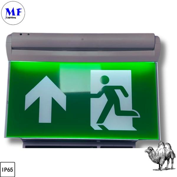 IP65 Waterproof Indoor Outdoor Battery 3hours 24hours Long Duration Wall Ceiling Hanging Mount White Green Exit Sign LED Emergency Light for Hotel Office