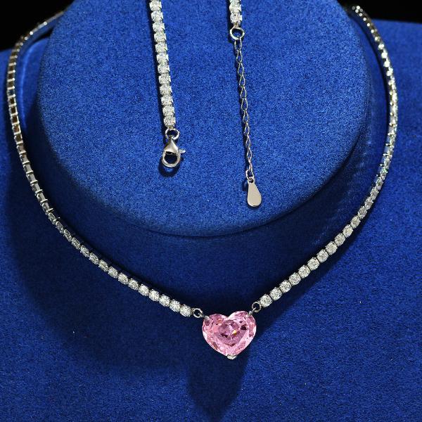 Элегантное сердце Аква синий 925 Стерлинг серебряный сердце драгоценный камень ожерелье