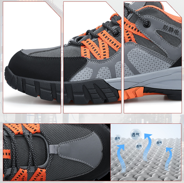 Summer Anti-Static Safety Shoes Breathable Anti-Smash Puncture-Resistant Comfortable Steel Toe Work Shoes for Men & Women Dust-Free Lightweight