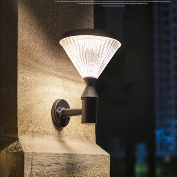 Diamond Cover Solar Wall Lights Outdoor Waterproof Solar Modern Style Simple Garden Villa LED Wall Lamp